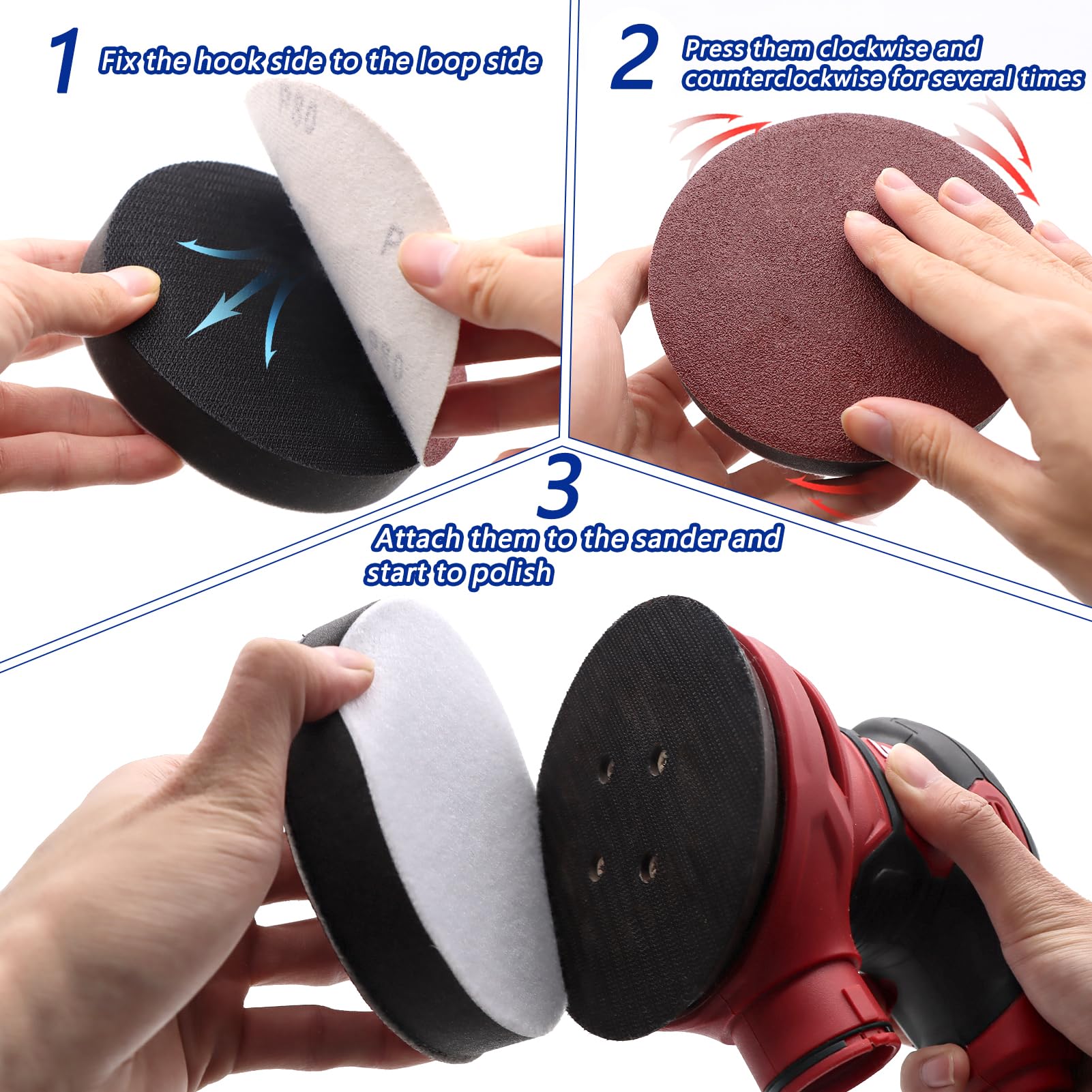 Paquete de 6 almohadillas de interfaz, almohadillas de espuma de 5 pulgadas con gancho y bucle, almohadilla de respaldo de esponja de densidad suave, almohadillas de interfaz de lijado de