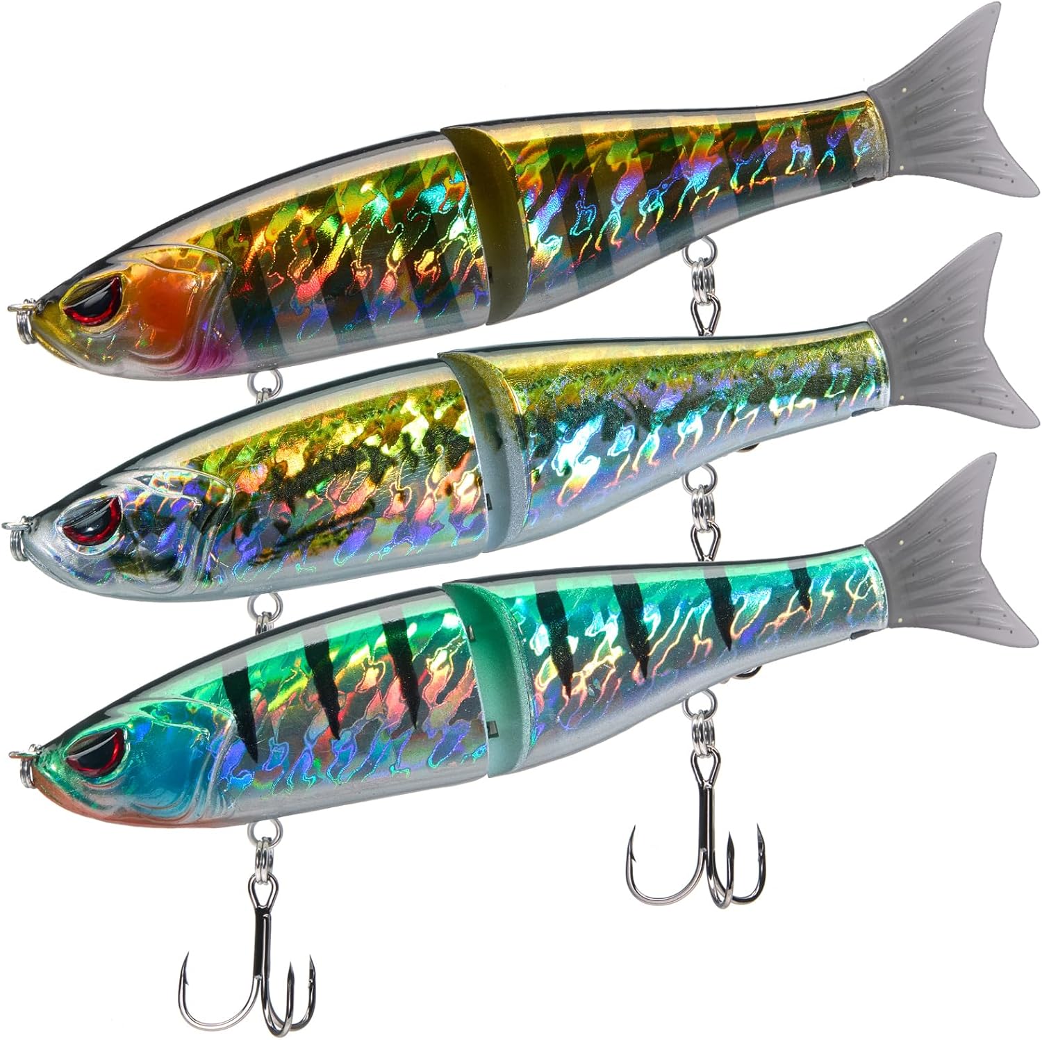 Bassdash SwimShad Glide Baits Jointed Swimbait Bass Pike Salmon Trout Muskie Fishing Lure,3-Pack