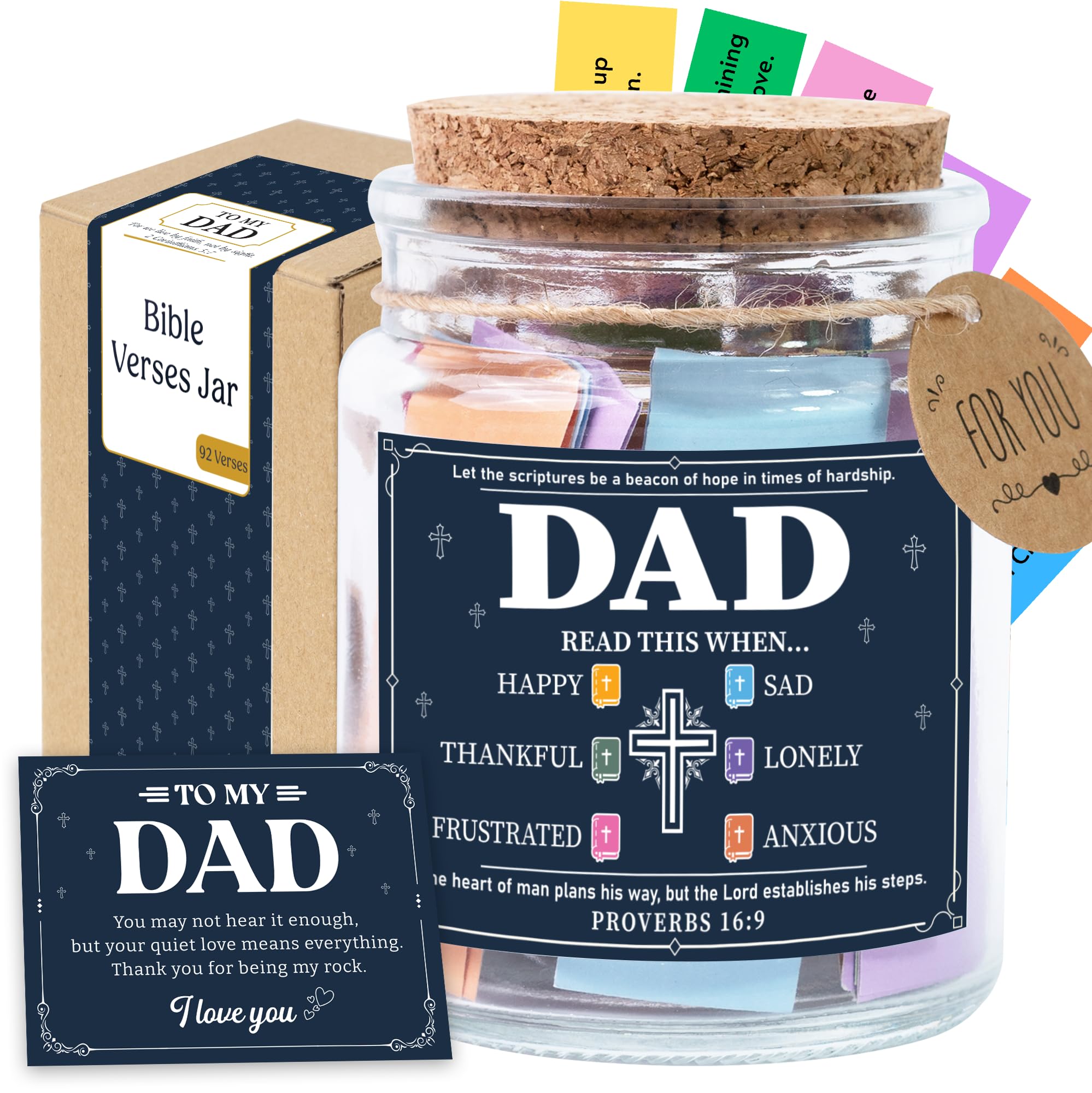 Father Day Gift for Dad, Bible Verse Jar for Dad, Christian Gifts for Men, First Father Day Gift from Son, Daughter