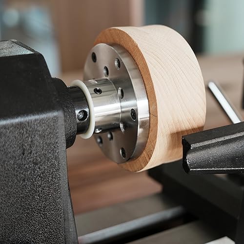 Miniatura 24 de Placa frontal de torno de madera de acero de 2 pulgadas con tornillo y dos arandelas de nailon, apto para torno de madera de husillo de 1 pulgada x