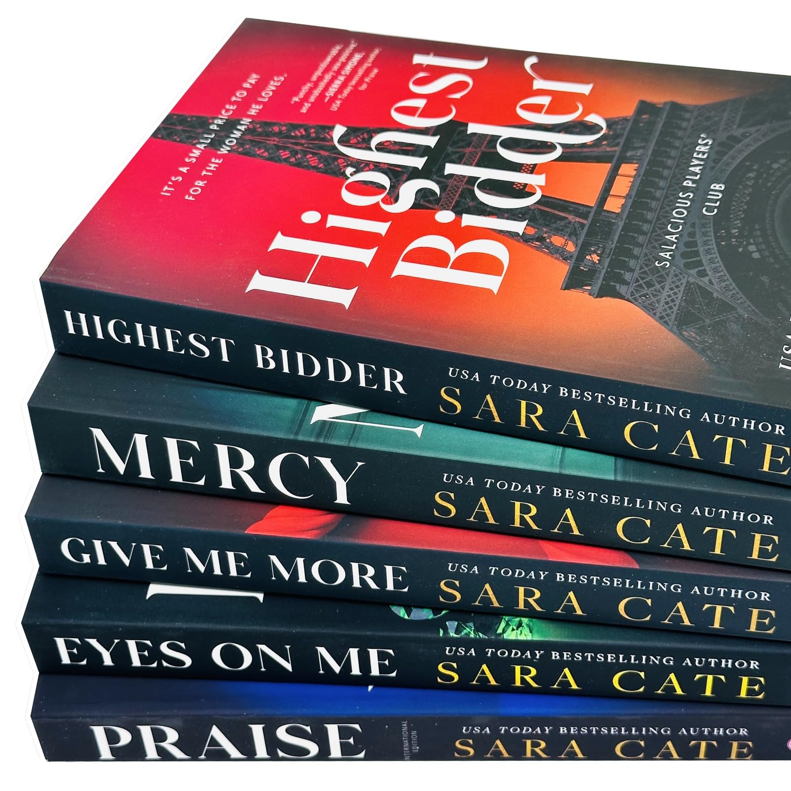 Salacious Players Club Series 5 Books Collection Set by Sara Cate (Praise, Eyes on Me, Give Me More, Mercy & Highest Bidder)