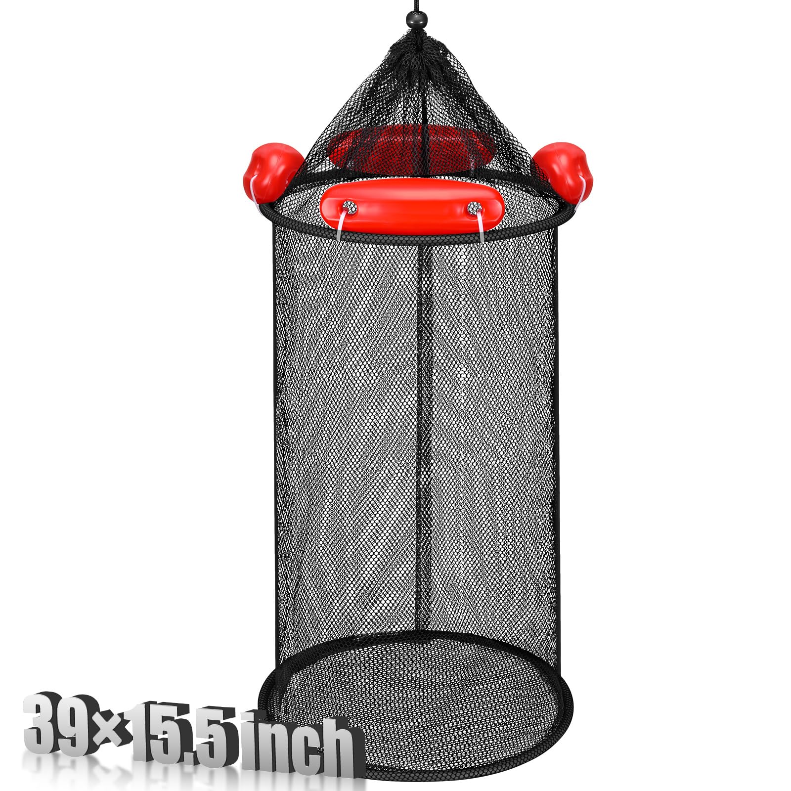 Cesta de pesca flotante plegable grande para peces, cesta de pesca flotante, cubo de red para almacenamiento de cebo, jaula para mantener camarones de pececillos