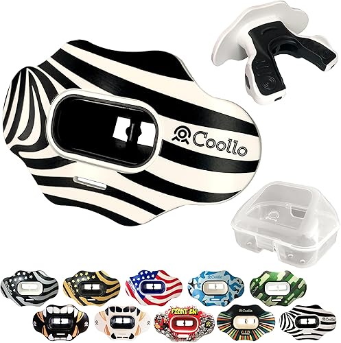 Miniatura 19 de Protector bucal MAXX/Might Football y deportes de alto impacto para adultos y jóvenes (correa incluida) Bandera americana, oro, (una capa),Bandera