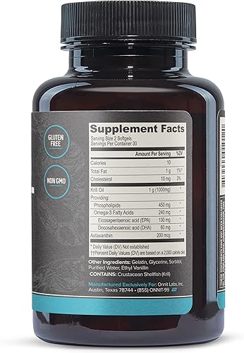 Miniatura 2 de ONNIT Antarctic Krill Oil Soft Gels, IGEN™ Non-GMO Tested Dietary Supplement with Omega-3s, EPA, Astaxanthin & Phospholipids for Cognitive,