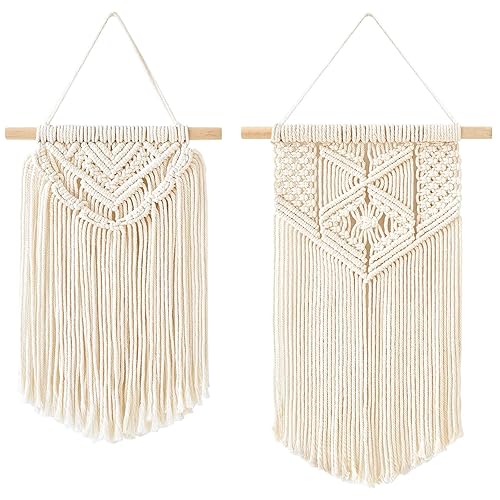 Mkono 2 Pcs Macrame Wall Hanging Boho Wall Art Decor
