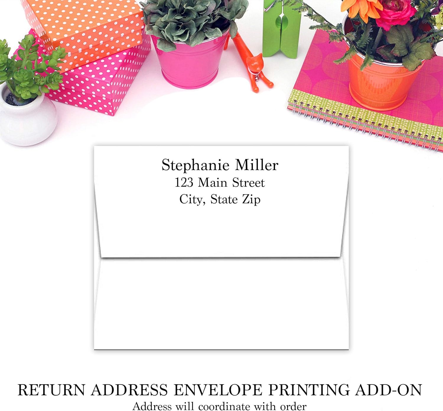 Personalized Pink Flamingo Notecards with Envelopes - Set of 12 Note Cards