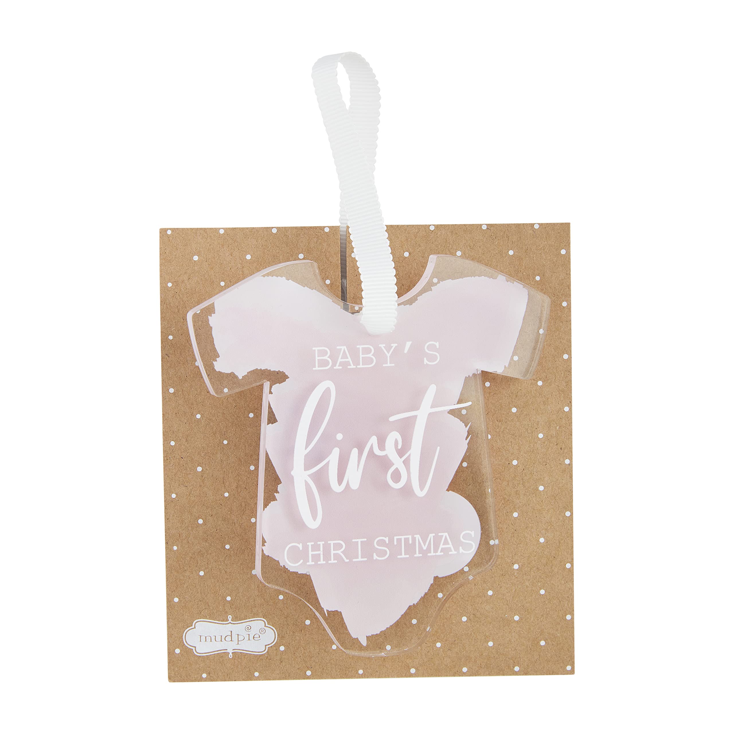 Mud Pie Baby's First Christmas Ornament, Pink, 4 1/4" x 4"
