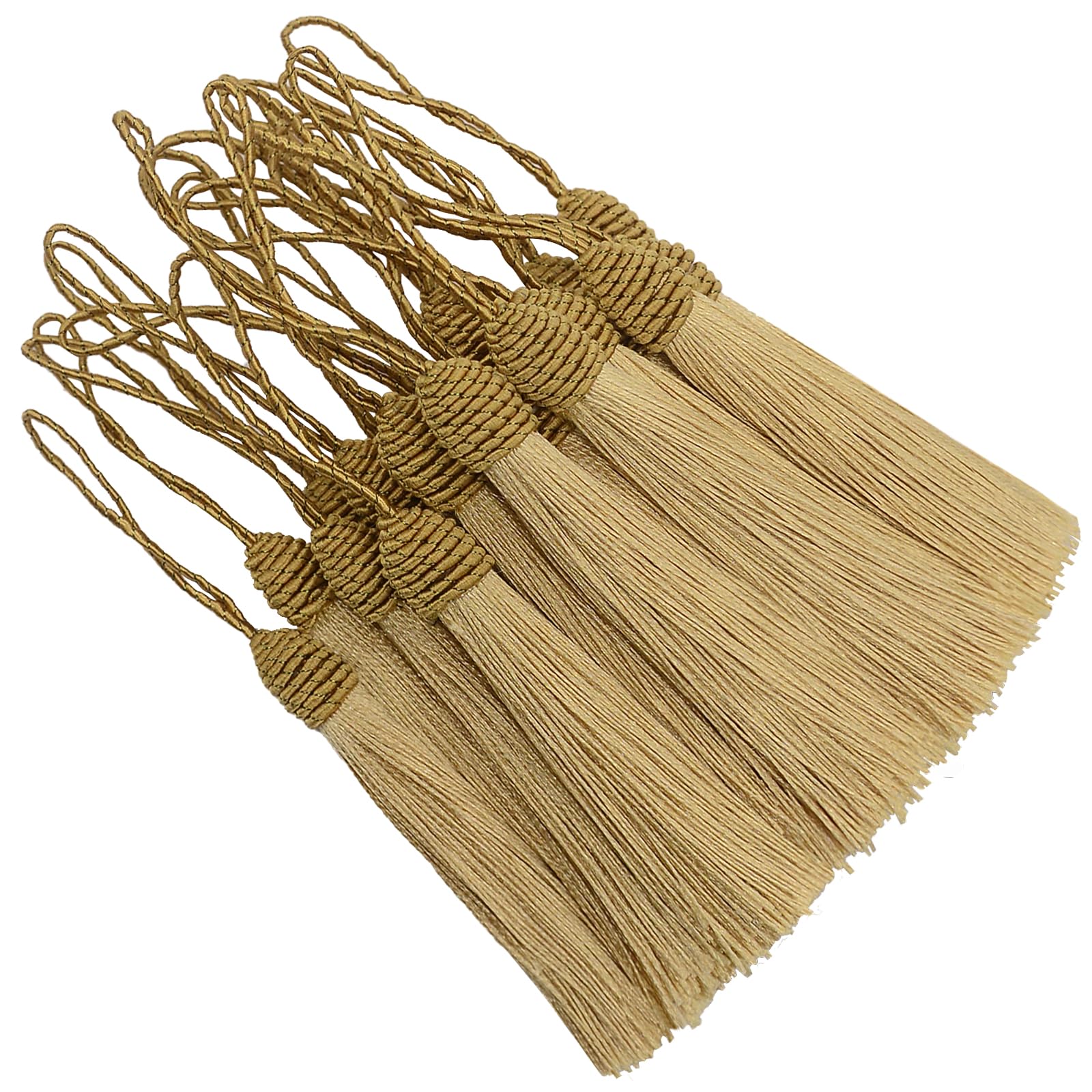 20pcs 15.5cm Silky Handmade Bookmark Tassels for DIY Craft-Champagne