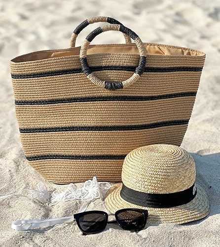 Miniatura 7 de Beach Bags for Women Straw Tote Bag Summer Beach Bag Large Woven Straw Tote for Vacation Holiday