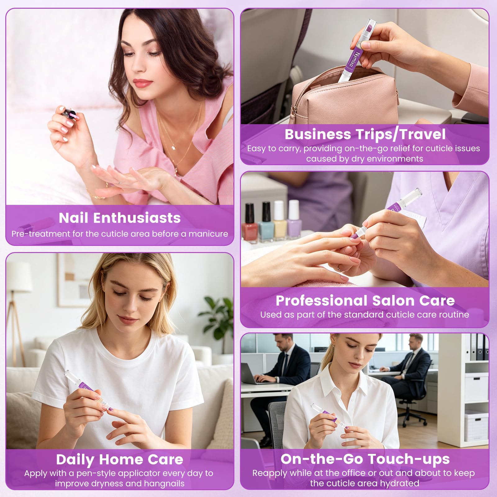 Set per la cura delle unghie 2 pezzi, penna per la cura delle unghie, rimuovi cuticole, penna per olio per cuticole 3 in 1, per riparare unghie screpolate e secche