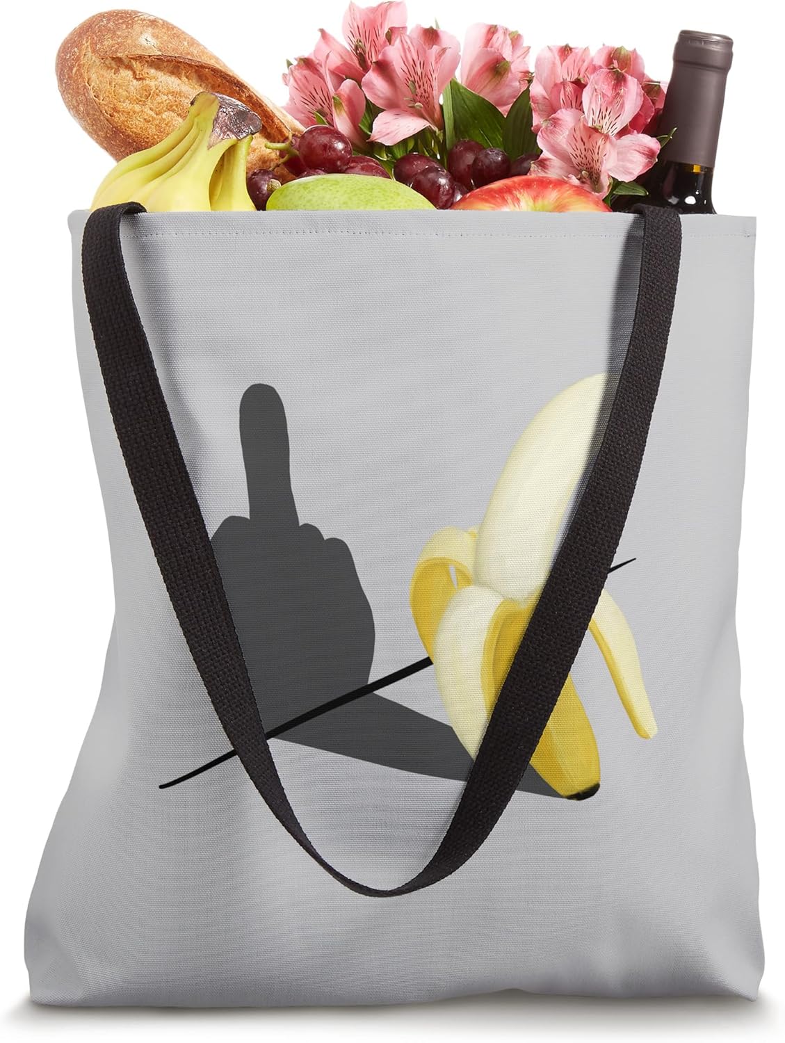 Provocative Fuck Off Banana Shadow Middle Finger Tote Bag