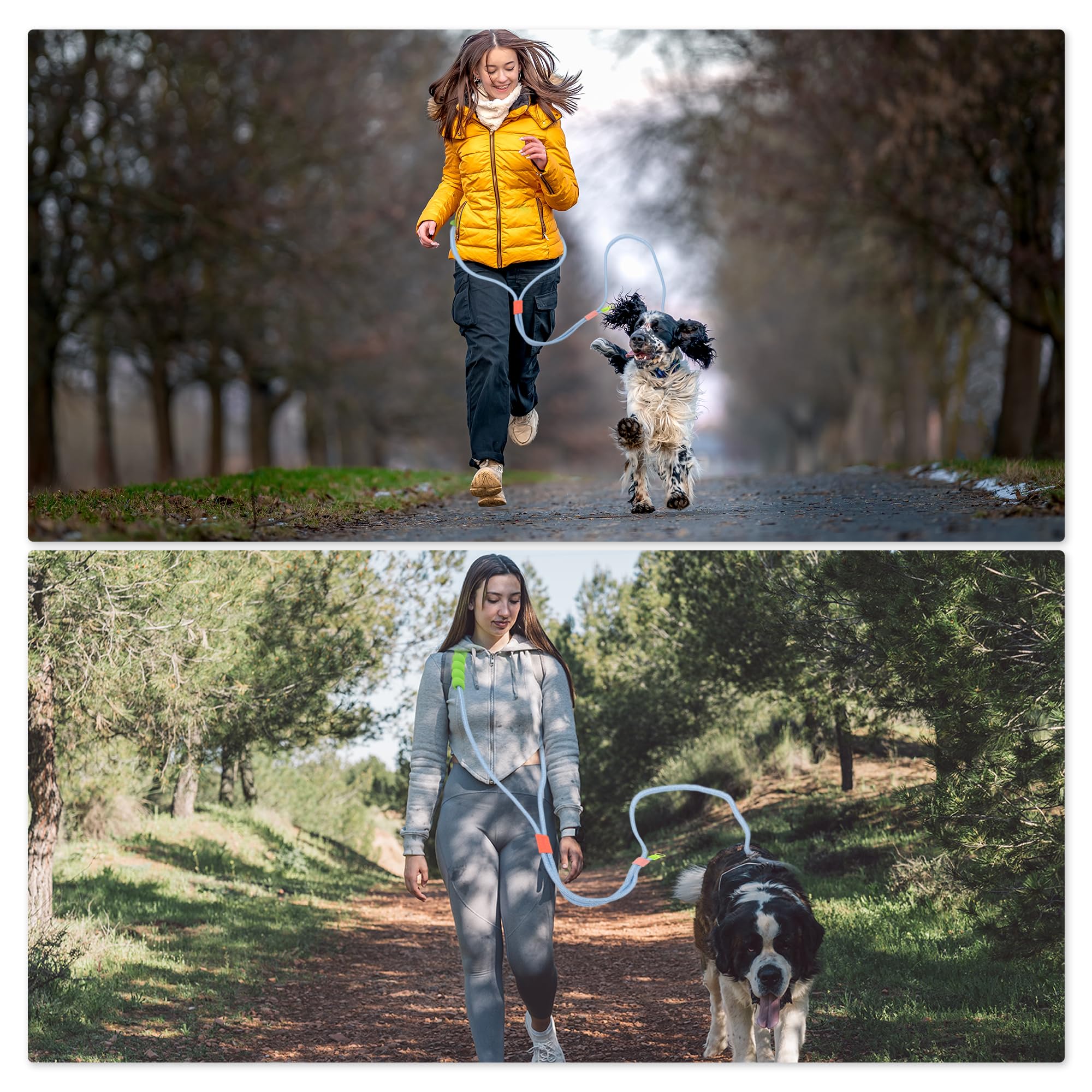 Guinzaglio per Cani Senza Mani, Guinzaglio Regolabile a Tracolla Multifunzione, Guinzaglio da Corsa 3,5m 11,5ft, Guinzaglio per Addestramento Cani, Manico in Schiuma, Blu Verde