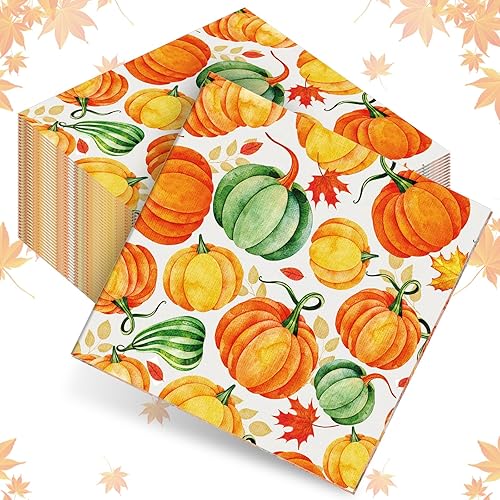 Miniatura 7 de Sherr 200 servilletas de papel desechables de otoño de Acción de Gracias, servilletas de papel desechables para decoración de mesa, toallas de mano