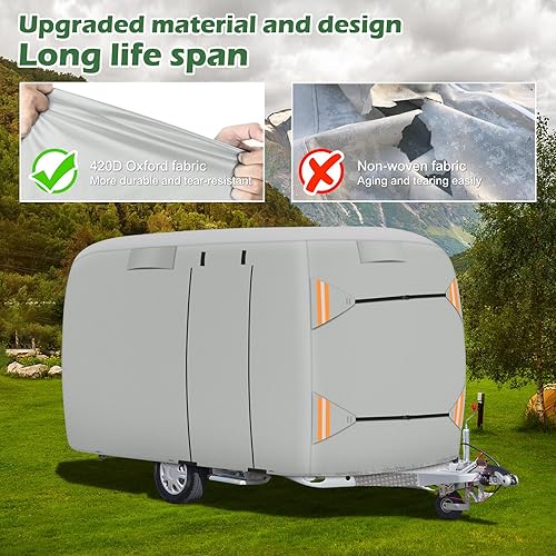 Miniatura 9 de Funda plegable plegable para caravana de 8 a 10 pies, protección mejorada de alta resistencia, impermeable, con 3 correas inferiores, protección