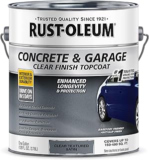 Rust-Oleum 380896 Concrete & Garage Clear Finish Topcoat, Gallon, Textured Satin Clear