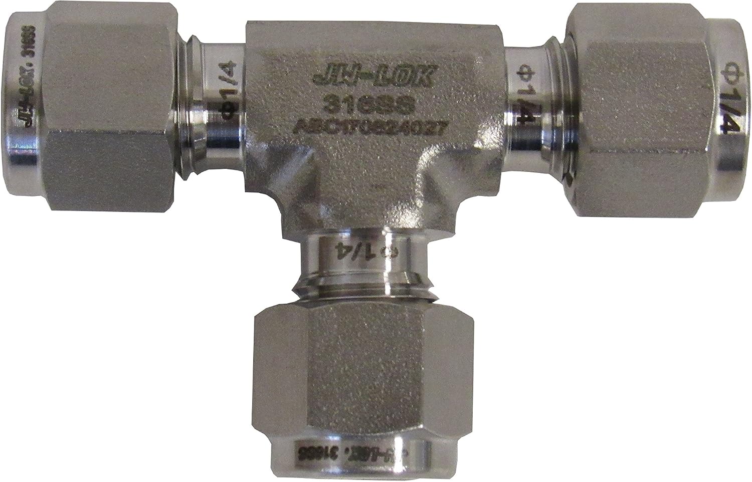 316 Stainless Steel Compression Fitting, 1/4" Tube Union Tee, Double Ferrule Tube x Tube x Tube Connector, Leak-Free Tee Fitting for High Pressure & High Temp Applications, 8000 PSI Rated
