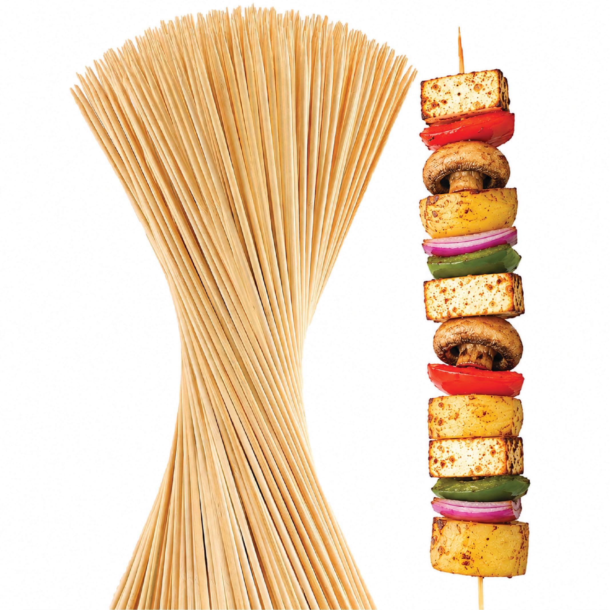 [Pack of 60 Sticks, 6 inch, 2.5mm] Barbecue Skewers Sticks | Premium Bamboo Barbeque Sticks for Grilling, Kababs & Roasting | Perfect for Parties & Outdoor Camping-picture-13