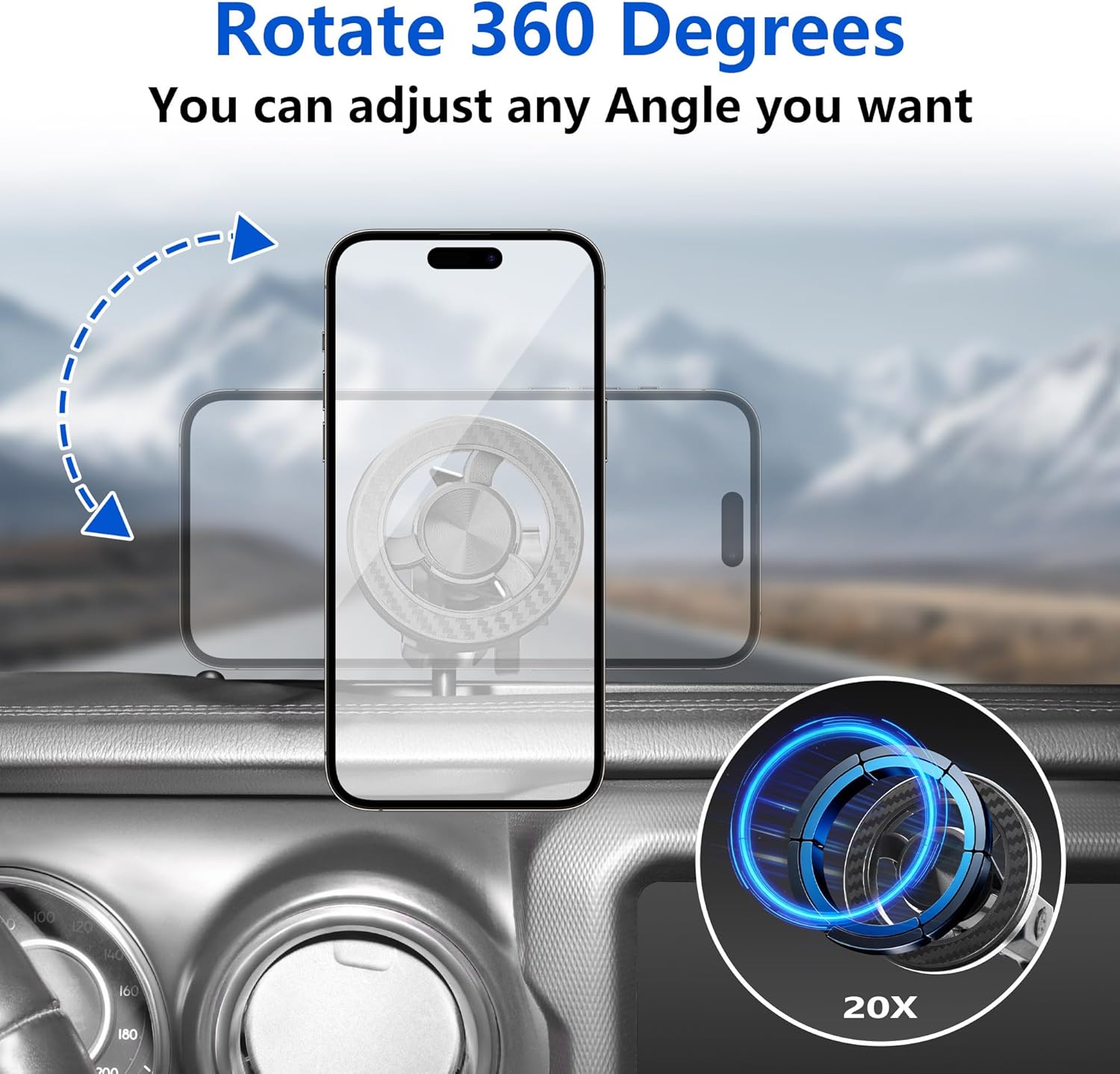 Phone Mount for 2018-2023 Jeep Wrangler, Dashboard Phone Holder Dash Mount for Jeep Wrangler JL JLU 4XE Jeep Gladiator JT Accessories, Magsafe Phone Mount Fit 8.4" Screen
