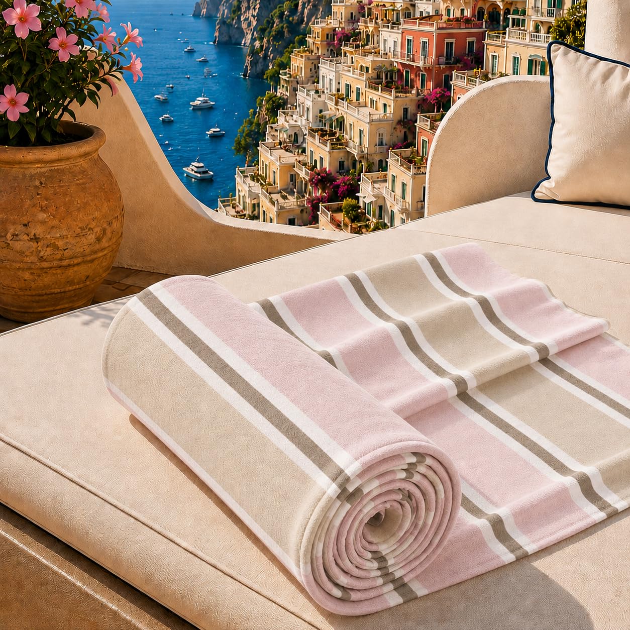 PETTI Artigiani Italiani - Microfibre Beach Towel, Beach or Pool Towel, Beach Towel, Large 90 x 180 cm, Millerighe 34