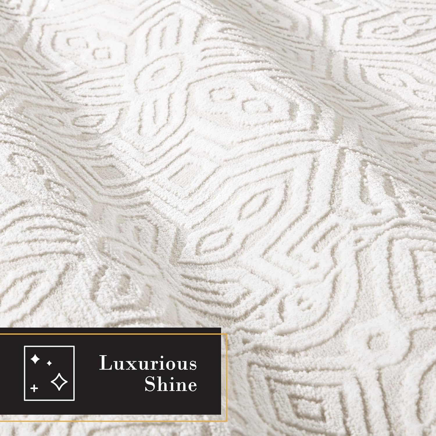 Ivory Medallion High-Low Texture Synthetic Area Rug