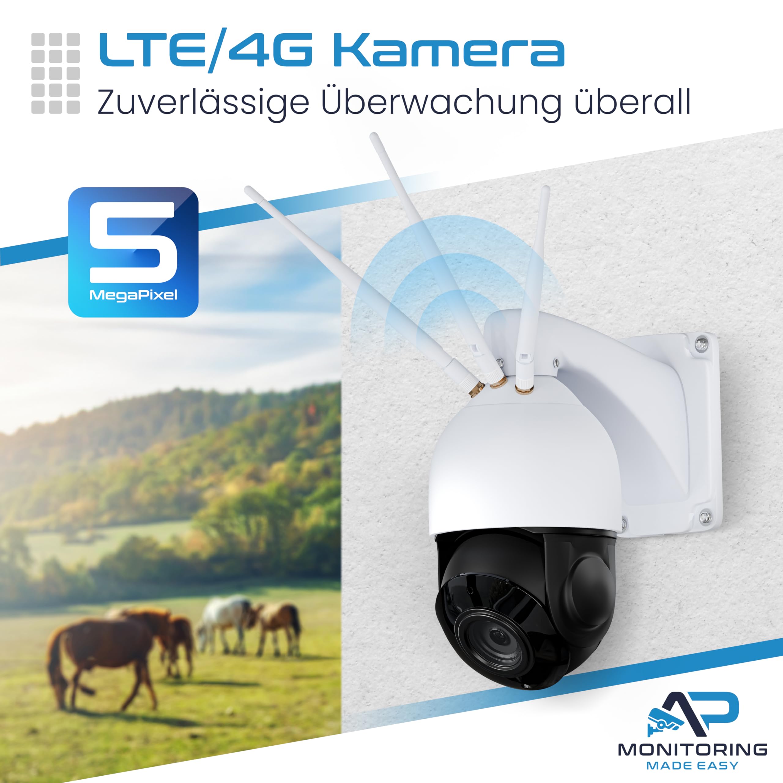 AP 22x Zoom Überwachungskamera mit SIM Karte P5066-22 - Aussen Kamera zur Überwachung ohne WLAN, Outdoor Camera außen kabellos, Sicherheitskamera - Außenkamera IP66 mit Infrarot & Nachtsichtfunktion