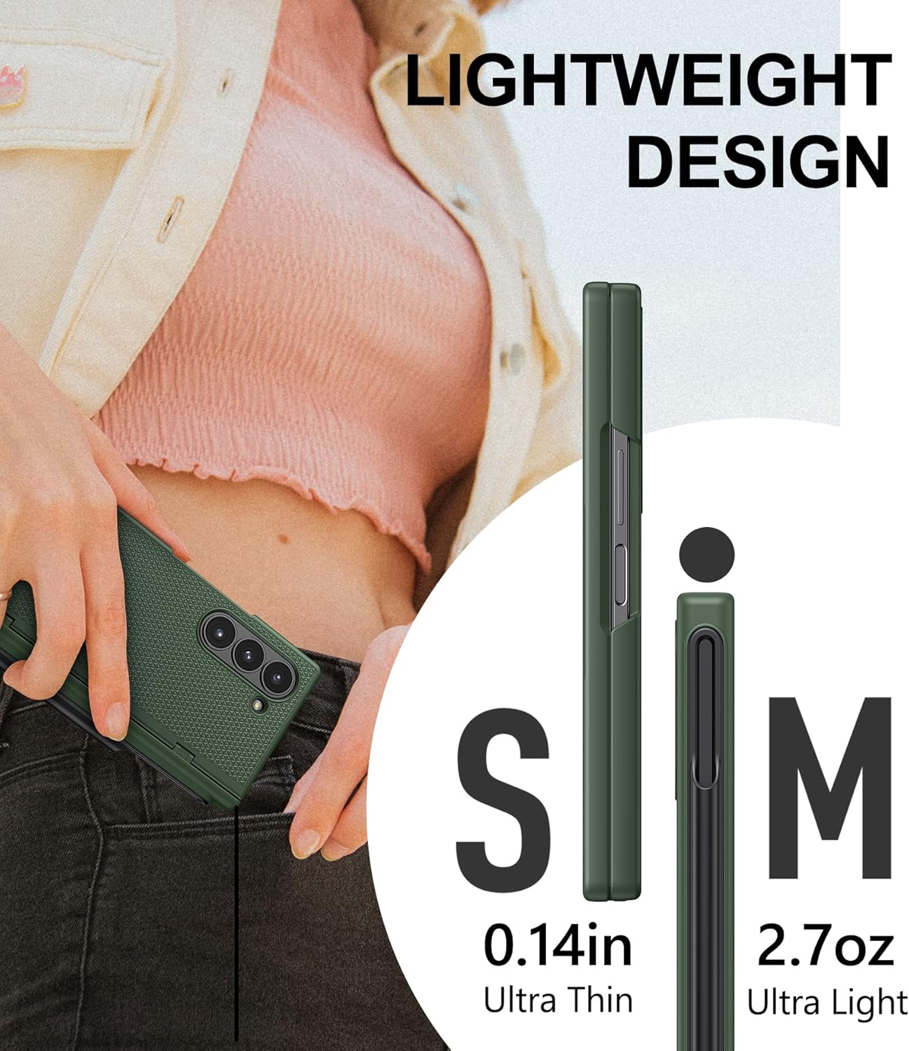 for Samsung Galaxy Z Fold 6 Case with S Pen Holder & Screen Protector & Hinge Protection, Slim Fit Shockproof Lightweight Hard PC Cover Protective Phone Case for Galaxy Z Fold 6 2024, Green