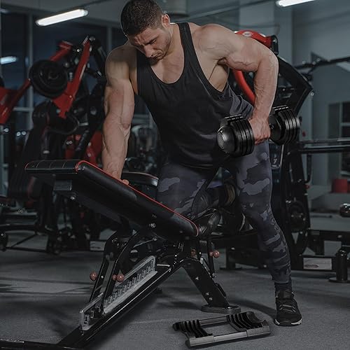 Miniatura 2 de Mancuerna individual ajustable de 52 libras, 10 opciones de peso, pesas de gimnasio en casa con mango antideslizante, perfecta para entrenamiento de