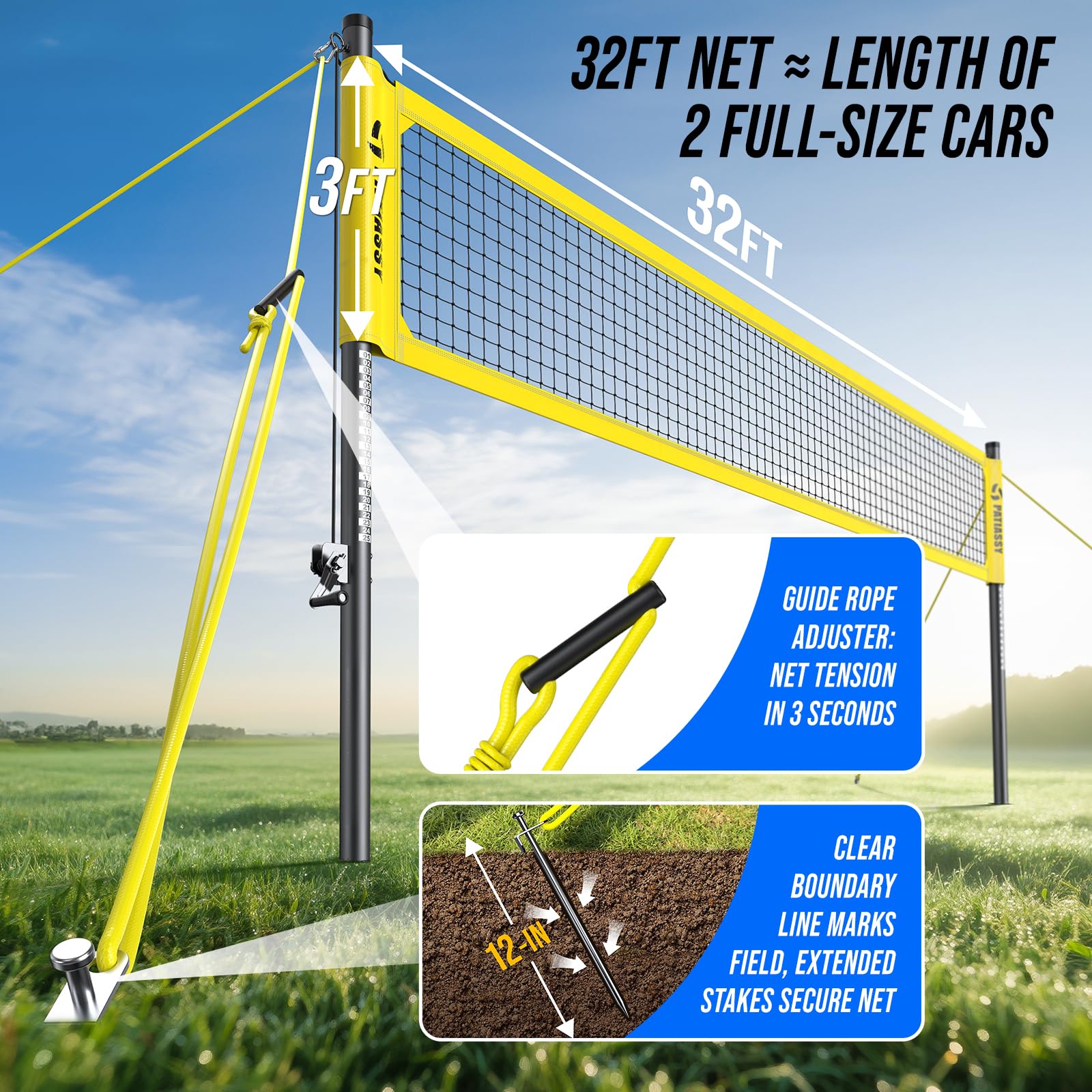 Amazon | 高耐久プロフェッショナルバレーボールネットセット 裏庭