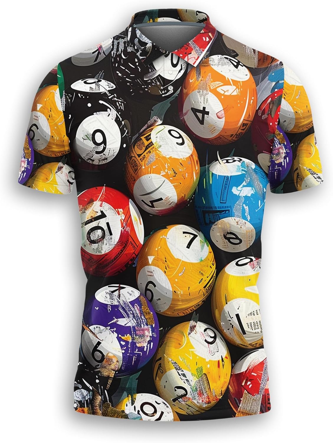 Billiard Polo Shirts for Men-Pool Ball Golf Moisture Dry Fit Short Sleeve Shirts S45