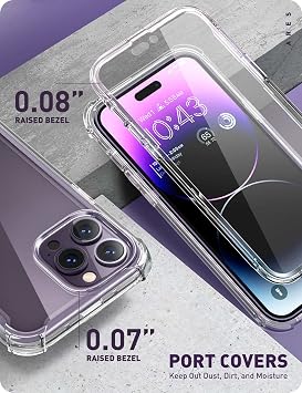 i-Blason Ares for iPhone 14 Pro Max Case 6.7 inch (2022), Full-Body Clear Rugged Bumper Case with Built-in Screen Protector (Clear)