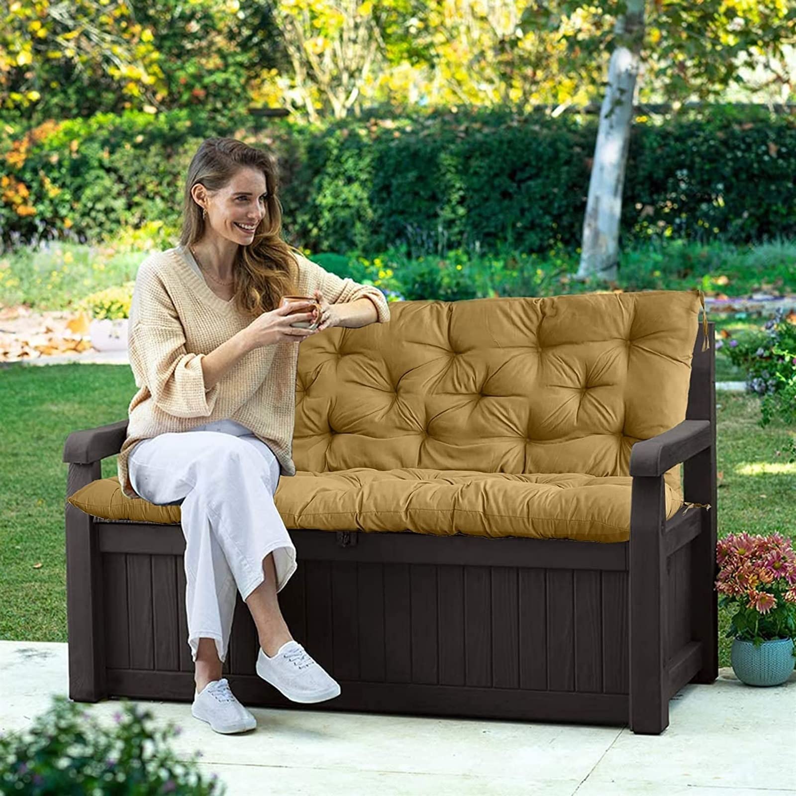 Cuscino in pelliccia da giardino per esterni, impermeabile, di ricambio, per dondolo e panca da patio, comfort di alta qualità, cuscini per panca da giardino e accessori per dondolo
