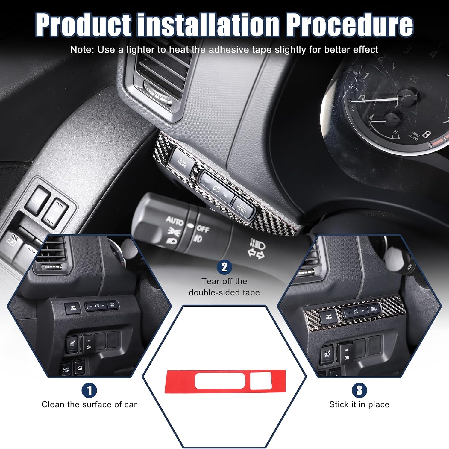 Headlight Switch Button Frame Cover Trim Compatible with Nisan Frontier 2022-2024,Soft Carbon Fiber Center Console Head Light Lamp Control Switch Button Cover Interior Decoration Accessories (Black) image 2
