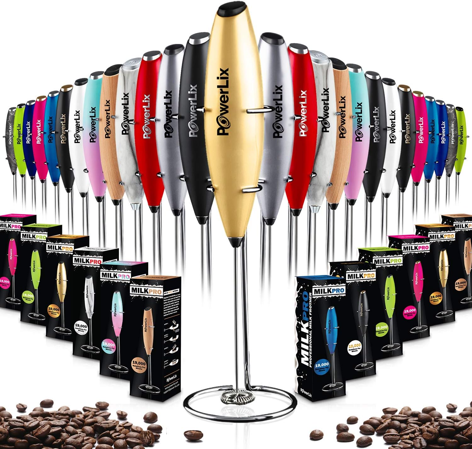 PowerLix Milk Frother Handheld Battery Operated Electric Whisk Foam Maker For Coffee, Latte, Cappuccino, Hot Chocolate, Durable Mini Drink Mixer With Stainless Steel Stand Included (Green): Home & Kitchen