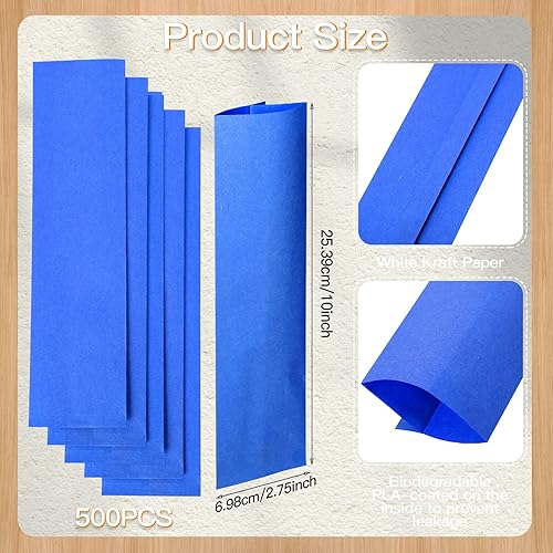 Miniatura 2 de Geelin 500 bolsas de papel de estraza para cubiertos de 10 x 2-34 pulgadas, fundas para utensilios de cocina de restaurante, sin impresión, bolsas