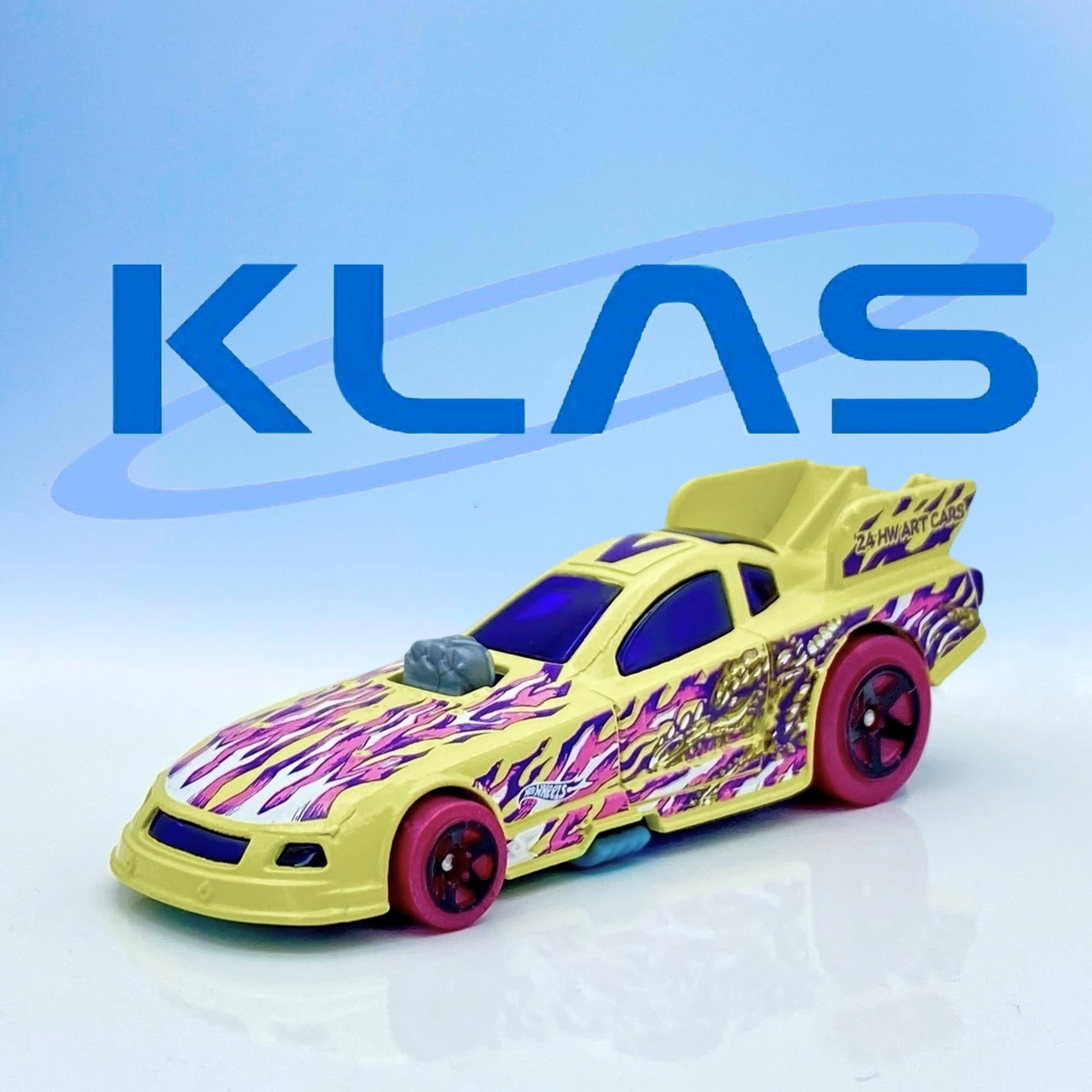 Hot Wheels Mustang Funny Car (Yellow, Purple, Pink & White) 5/10 HW Art Cars, 2024-112/250 (Short Card) - Image 2