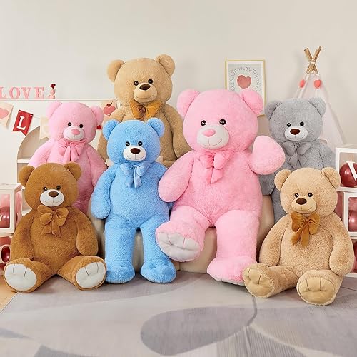 Miniatura 6 de Tezituor Oso de peluche gigante, 4 pies, suave animal de peluche grande, tamaño real, 47 pulgadas, juguete de peluche de San Valentín, Navidad,