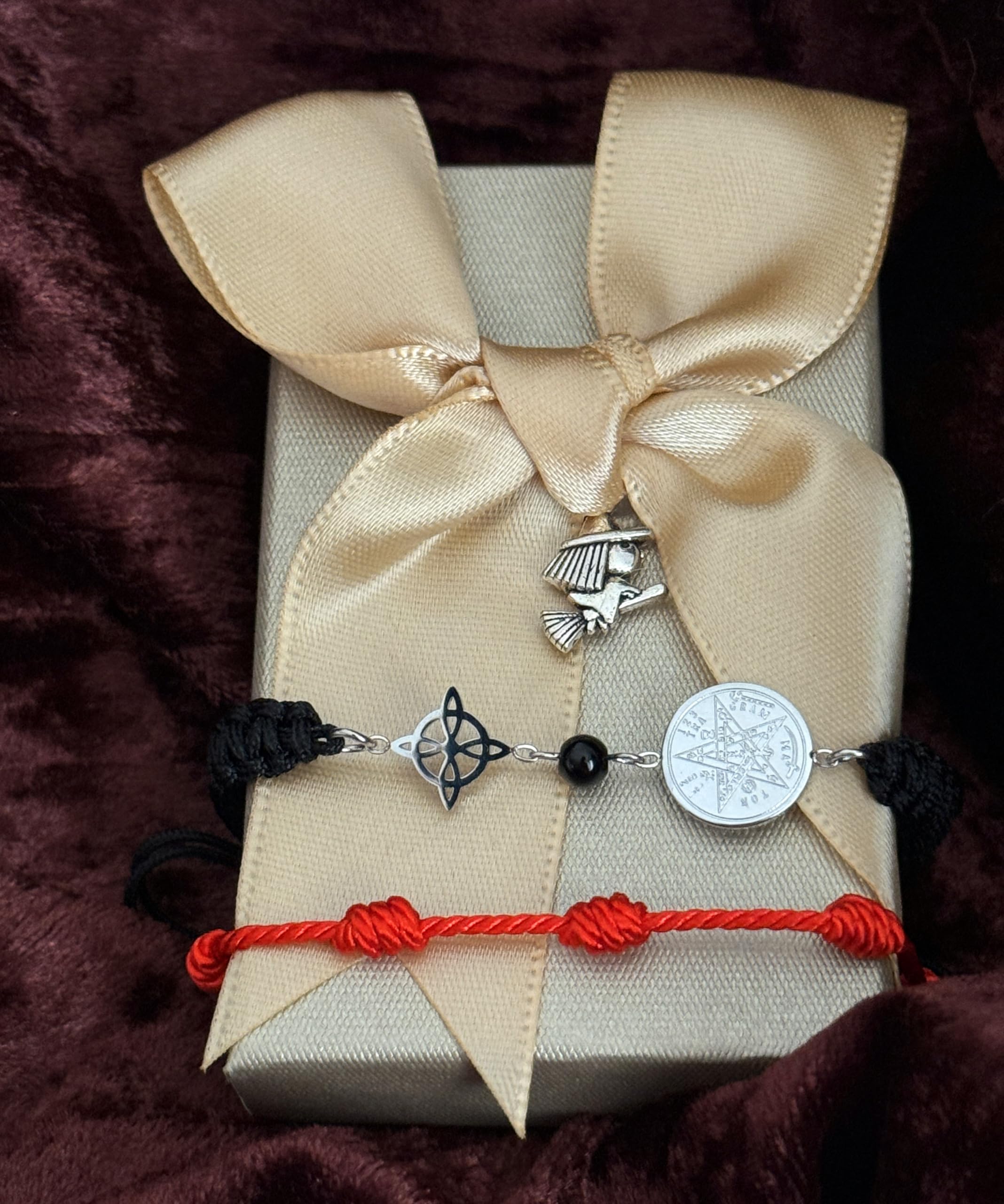 Simboliks Pulsera de Protección Tetragrammaton y Nudo de Bruja, Amuleto Esotérico con Pentagrama Ajustable para Hombre y Mujer | Talismán Místico y Regalo Espiritual Poderoso
