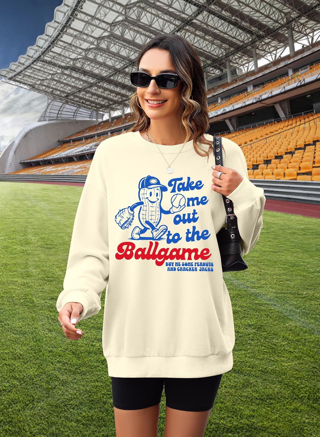 ALLTB Baseball Sweatshirt Women Game day Sweater Funny Ballgame Graphic Shirt Casual Long Sleeve Top