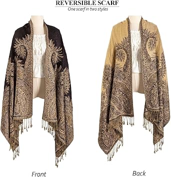 AUSEKALY Pashmina Feel Rave Scarf for Men Women Reversible Wrap