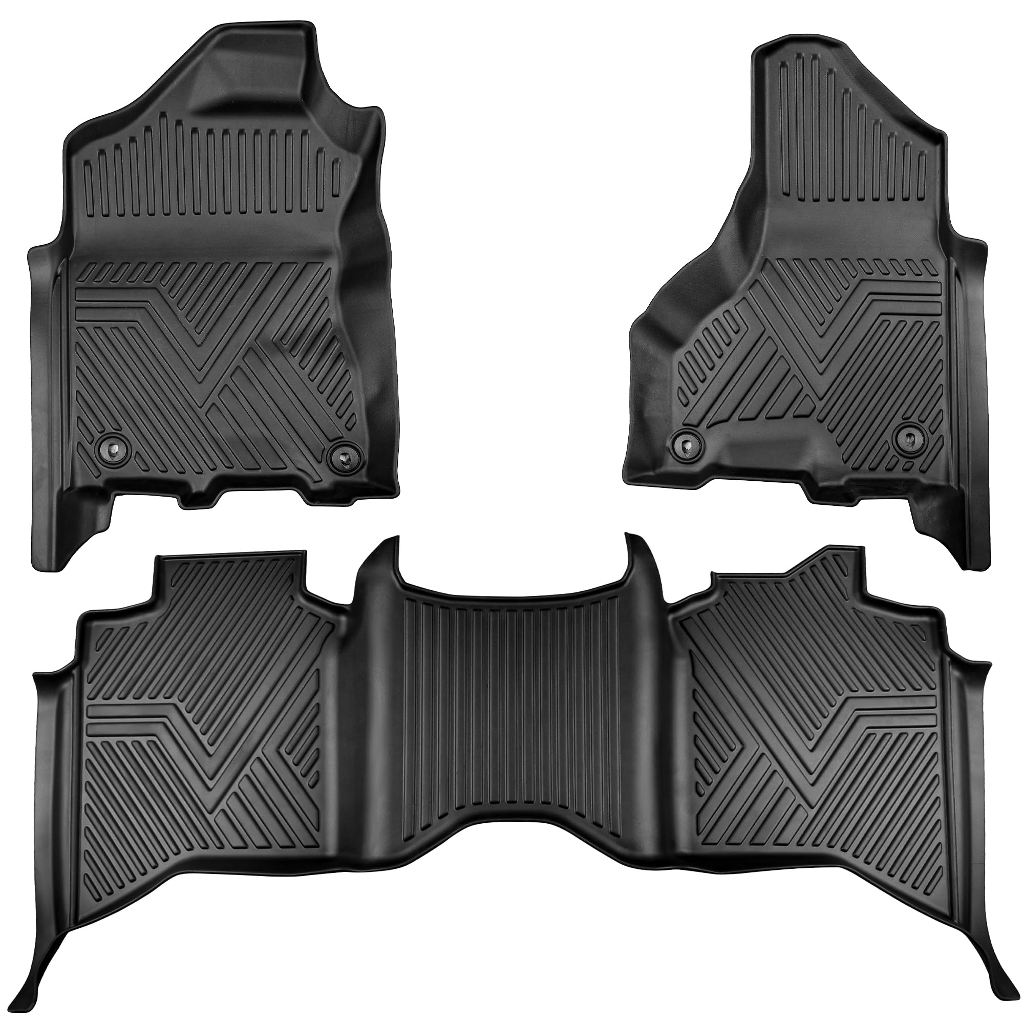 floor mats for 2013-2018 dodge ram 1500/2500/3500 crew cab & 2019-2024 ram 1500 classic crew cab | 1st & 2nd row | 4 full size doors | not for new body | all-weather car liners for trucks
