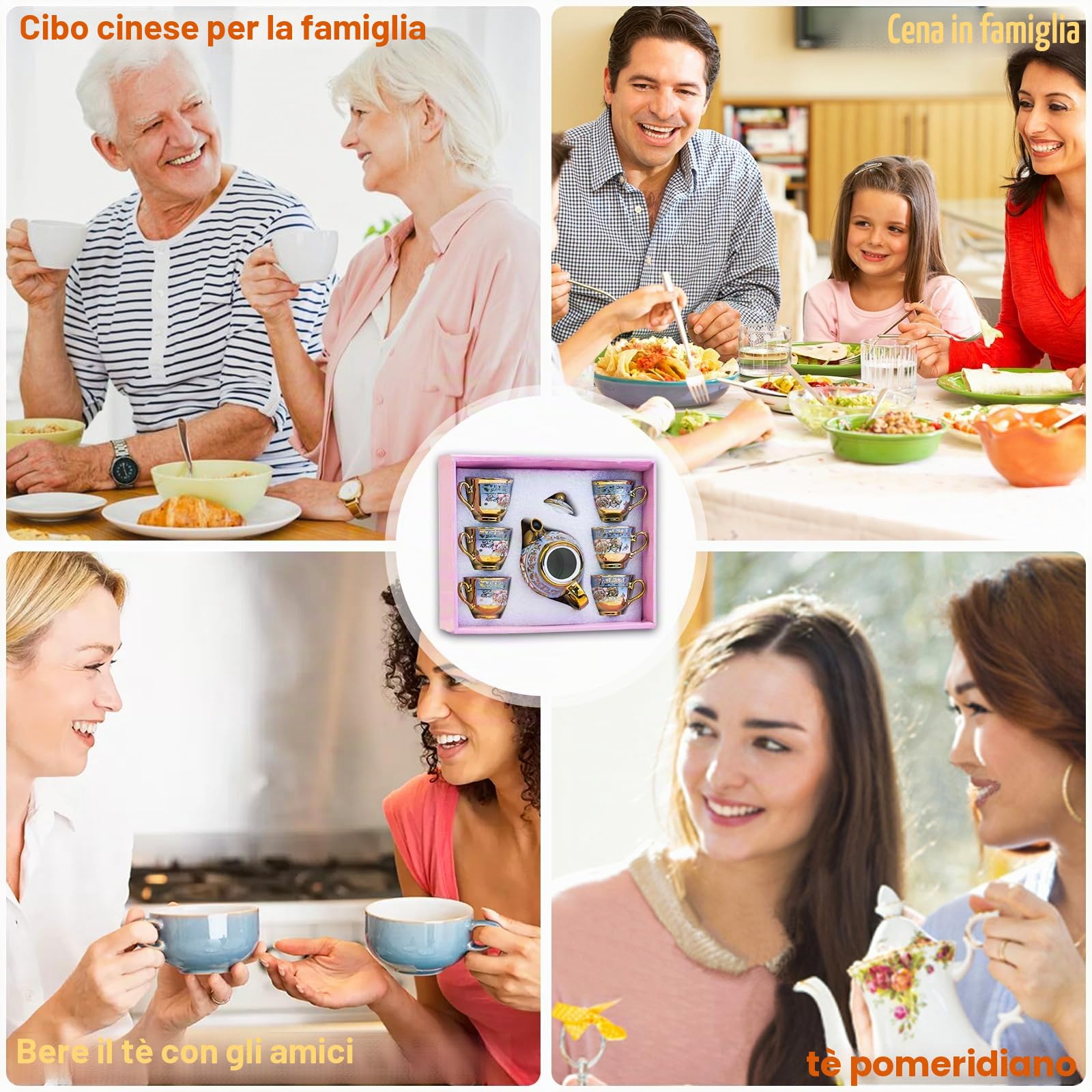 Set da Tè in Ceramica in Stile Europeo, Comprendente 1 Teiera, 6 Tazze da Tè, Set da Tè in Stile Europeo Unico per Gli Amanti Del Tè E Le Famiglie (Stile 3)