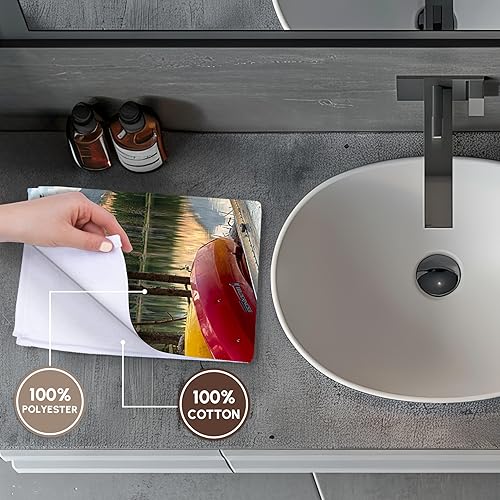 Miniatura 4 de 3D Rose USA-Montana-Glacier National Park. Two Medicine Lake con canoas toalla de mano, 15" x 22"