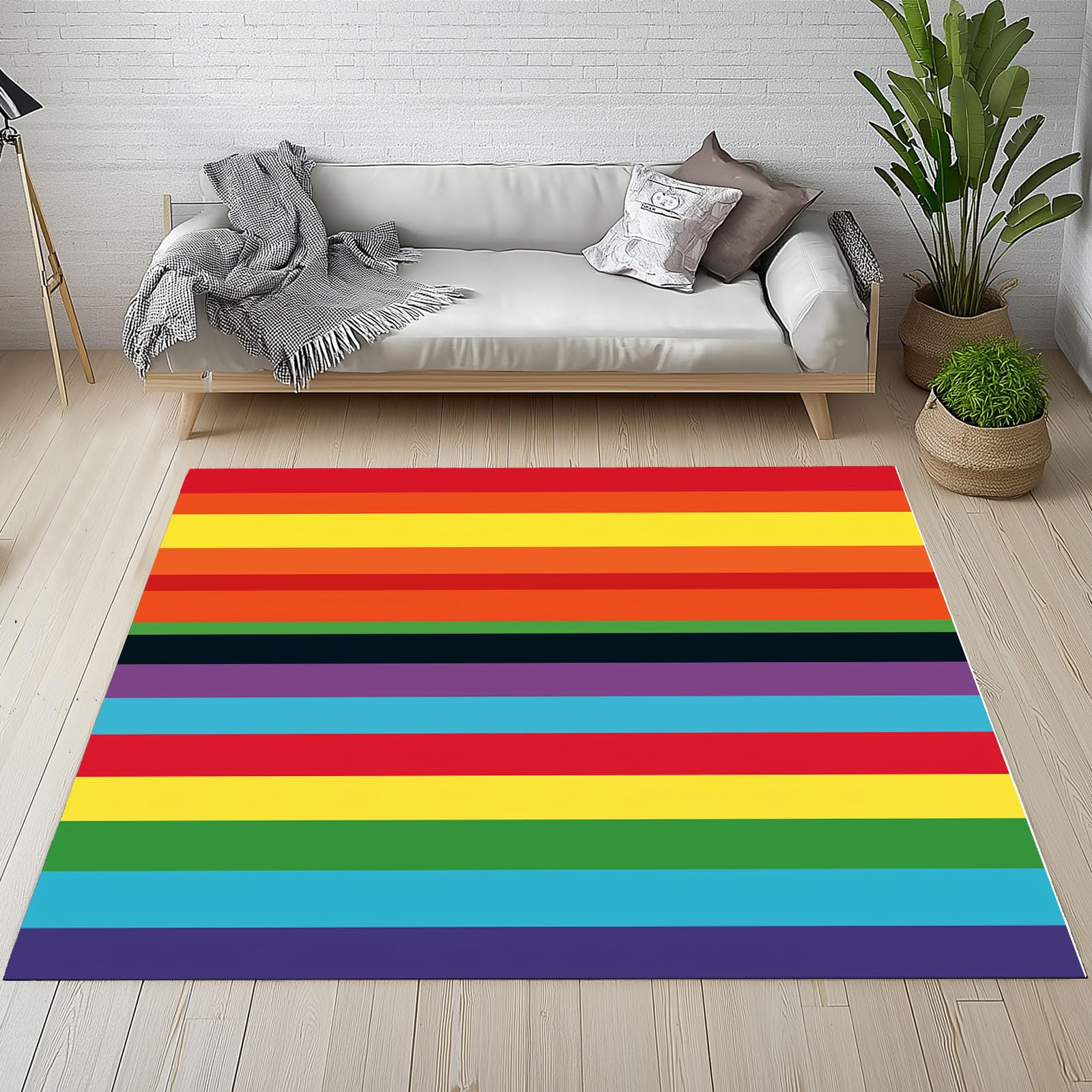 Tapis géométrique moderne antidérapant et grand tapis de salle à manger lavable