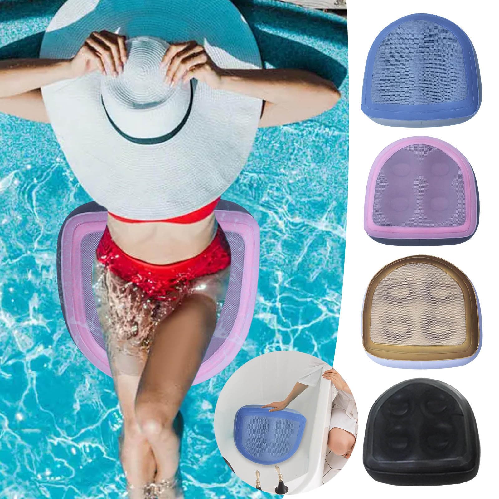 Siège Rehausseur Gonflable Pour Baignoire Et Spa - Avec 4 Ventouses, En Maille 3D Aérée, Ajustable (air/eau)