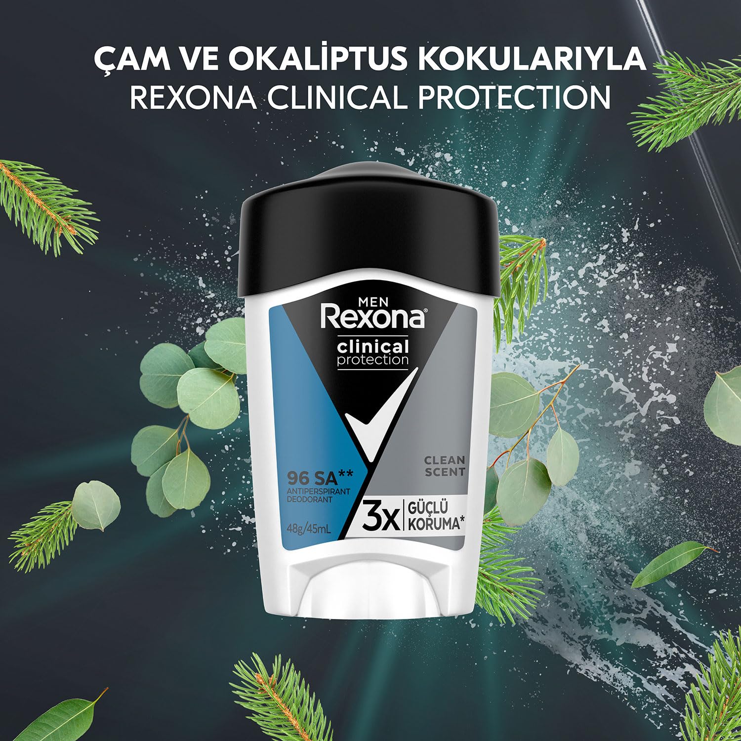 Rexona Men Clinical Protection Erkek Stick Deodorant Clean Scent 3x Güçlü Koruma 45 ml 2li paket