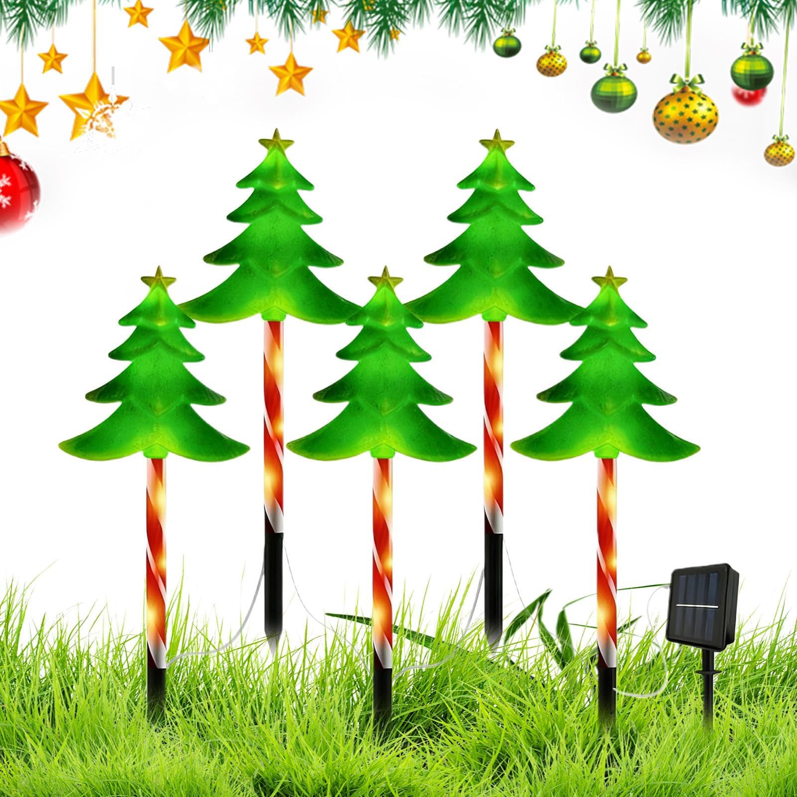 Décorations de Noël solaires : lot de 5 lampes LED jardin et balcon