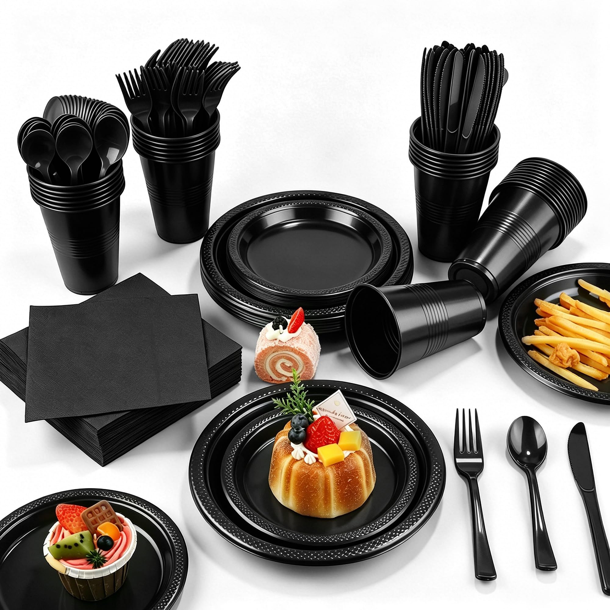 240 Piece Sage Green Disposable Dinnerware Set -14