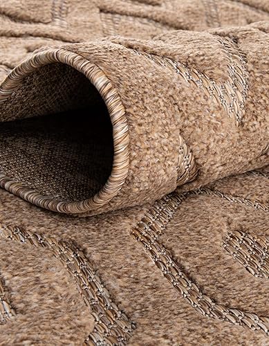 Miniatura 6 de Unique Loom Outdoor Trellis - Alfombra de área de la colección texturizada, espacial (2 x 3 pies 1 pulgada, rectangular, beige)