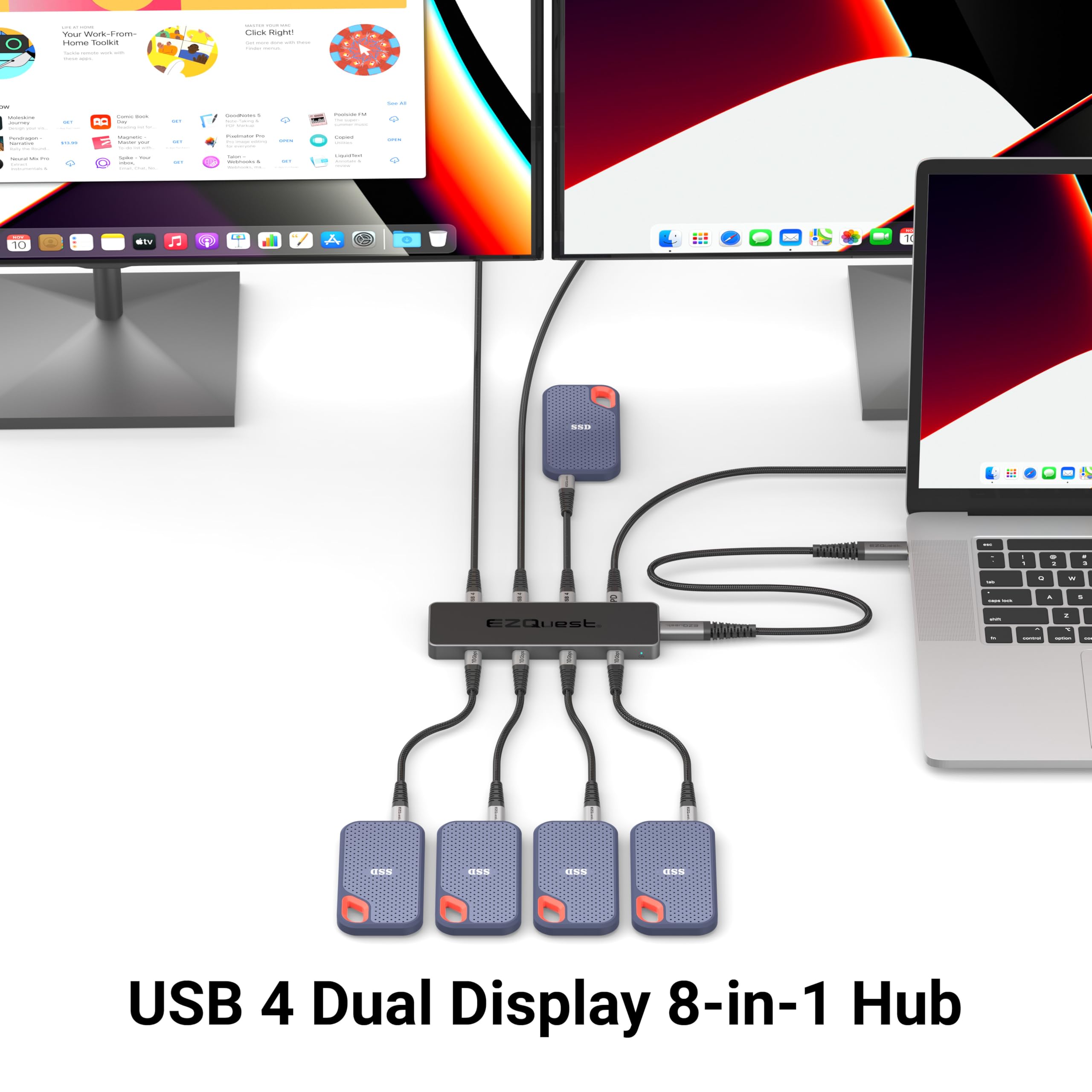 Hub USB 4 serie Pro 8 in 1: doppio display 4K 60Hz/8K, 7 porte USB-C (3X USB4, 4X 10Gbps dati), 100W PD - Thunderbolt 3/4 dock per MacBook Pro/Air M1/M2/M3, Windows, Chromebook