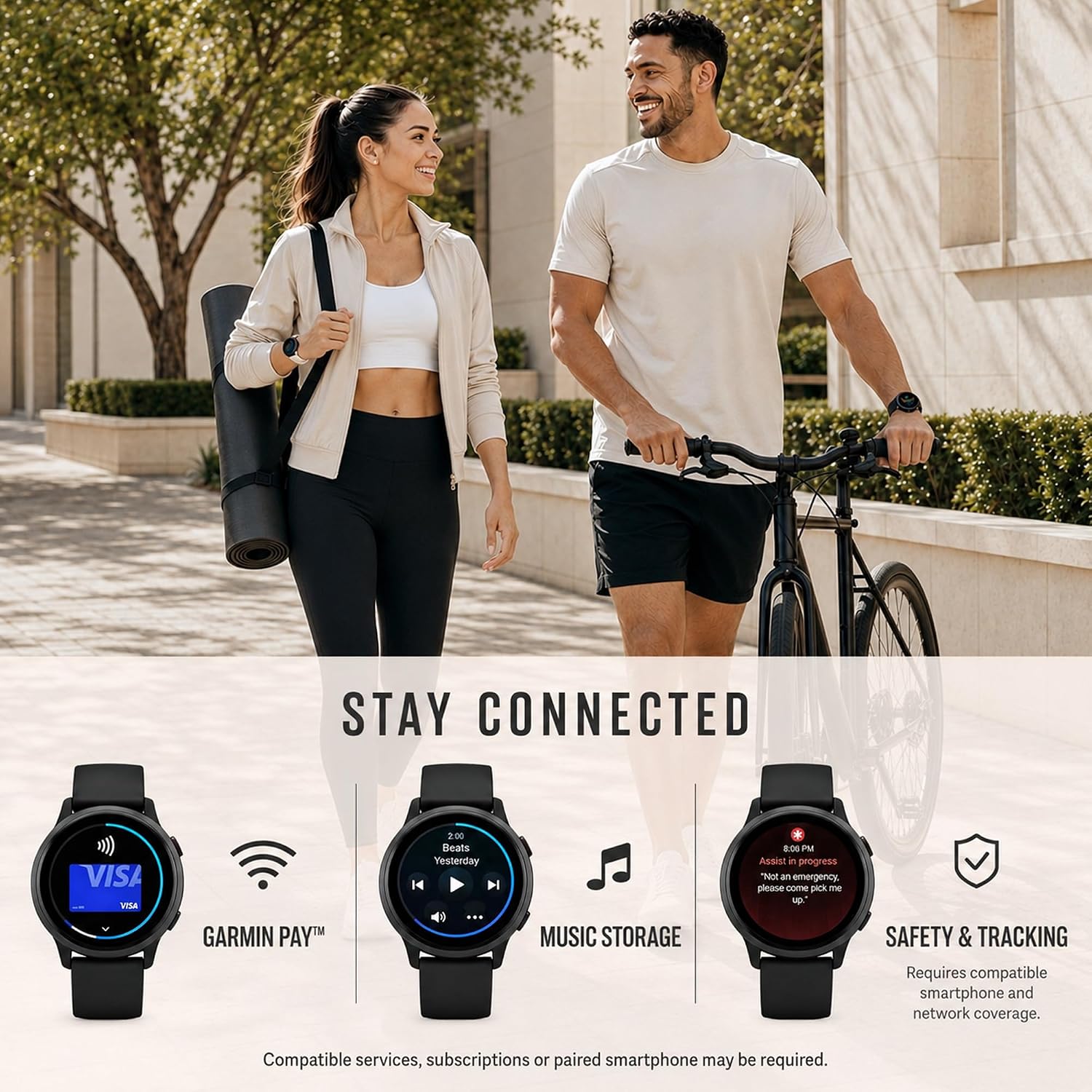 Garmin vivoactive 6, Health and Fitness GPS Smartwatch, AMOLED Display, Up to 11 Days of Battery, Black with Black Silicone Band, 010-02985-00 - Bundle w/Deco Essentials 2-Year CPS Plan